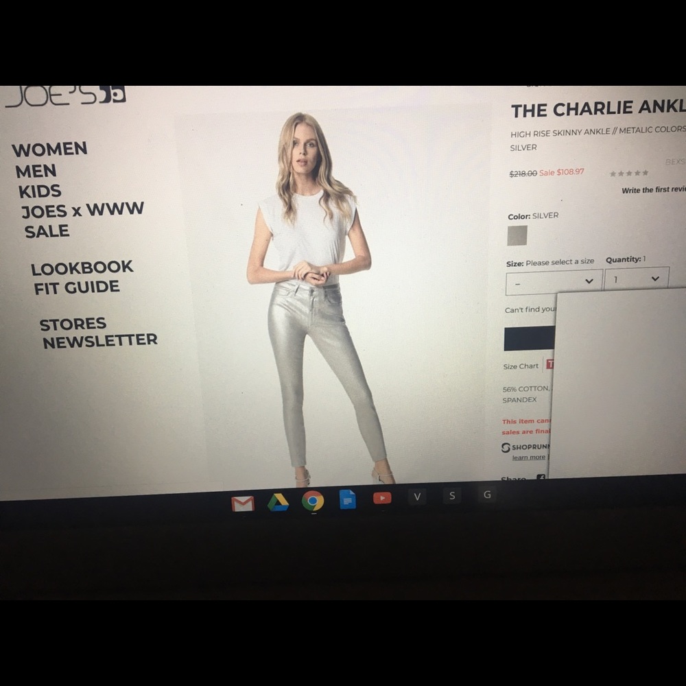 Joe’ Jeans Metallic Silver